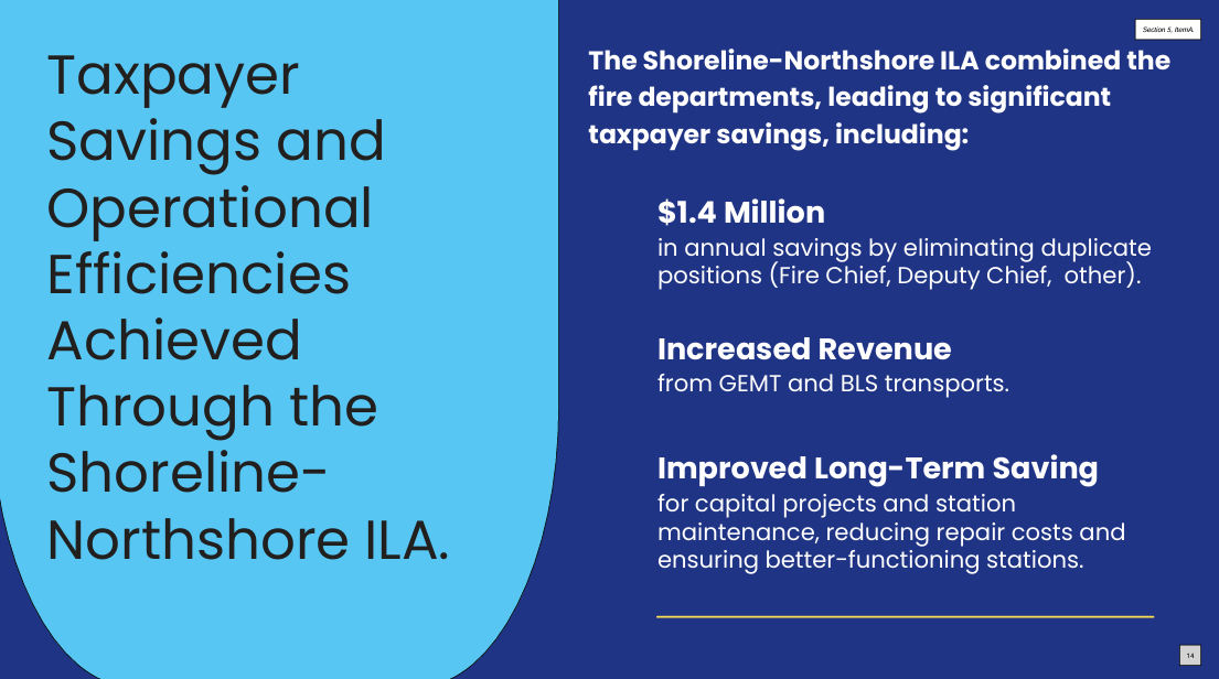 Fire Chief Cowan's slide on ILA cost savings & efficiencies